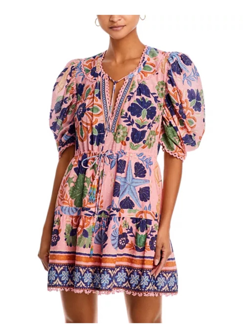 FARM Rio Farm Rio Seashell Tapestry Pink Mini Dress
